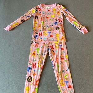 Little Sleepies 2T Two piece Pink Alphabet print
